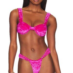 SOLID AND STRIPED pink crushed velvet bikini